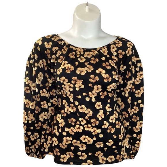 Ava & Viv Black and Brown Floral Top Size 3X - Picture 1 of 8